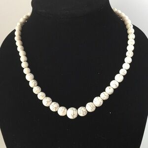 Faux ivory stone bead single strand necklace, NEW